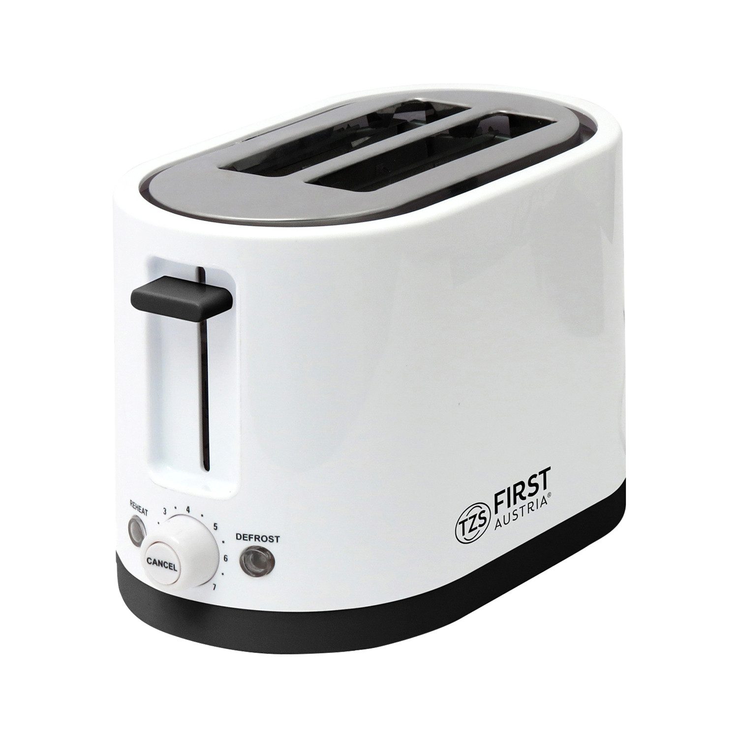 TZS FIRST AUSTRIA Toaster 750W, 2 Scheiben, 7 Stufen, weiß, für 2 Scheiben, 0 W, Warmhalte- und Auftaufunktion, inkl. Krümelschale