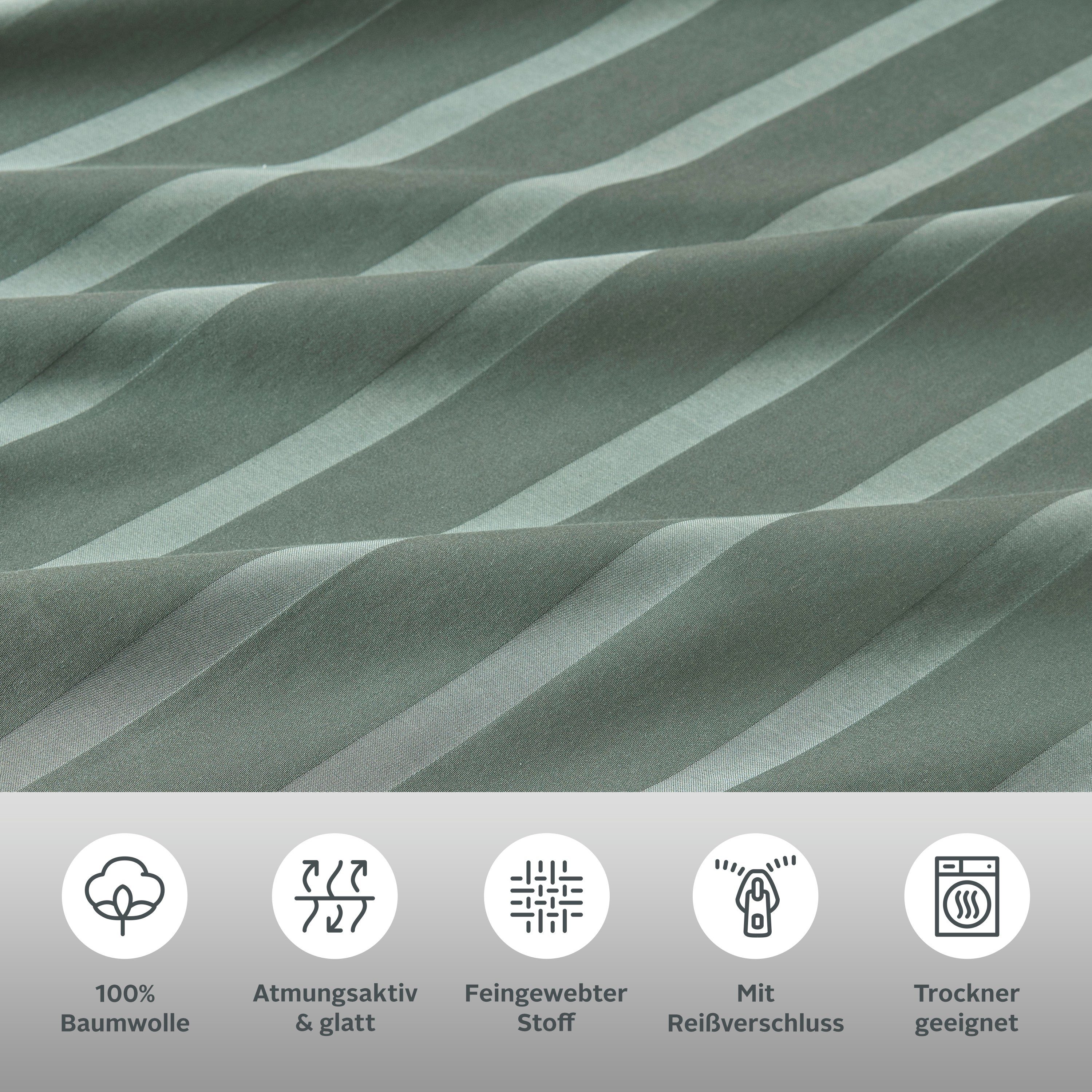 LeGer Home by Lena Gercke Bettwäsche Leonore, Mako-Satin, 2 teilig, Mako-Satin Streifen aus 100% Baumwolle, Größe ab 135x200 cm