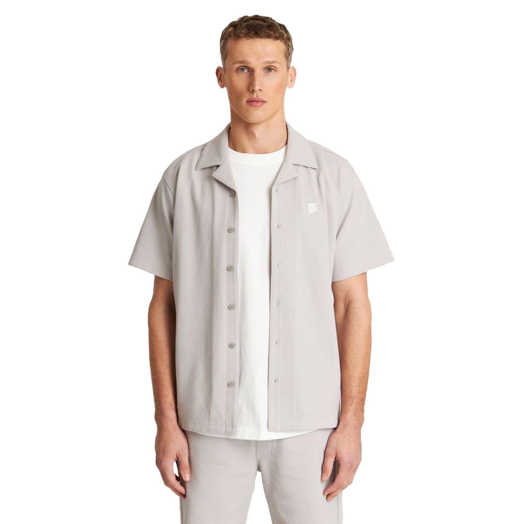 CHASIN' Henleyshirt Doby Structure Shirt, grau