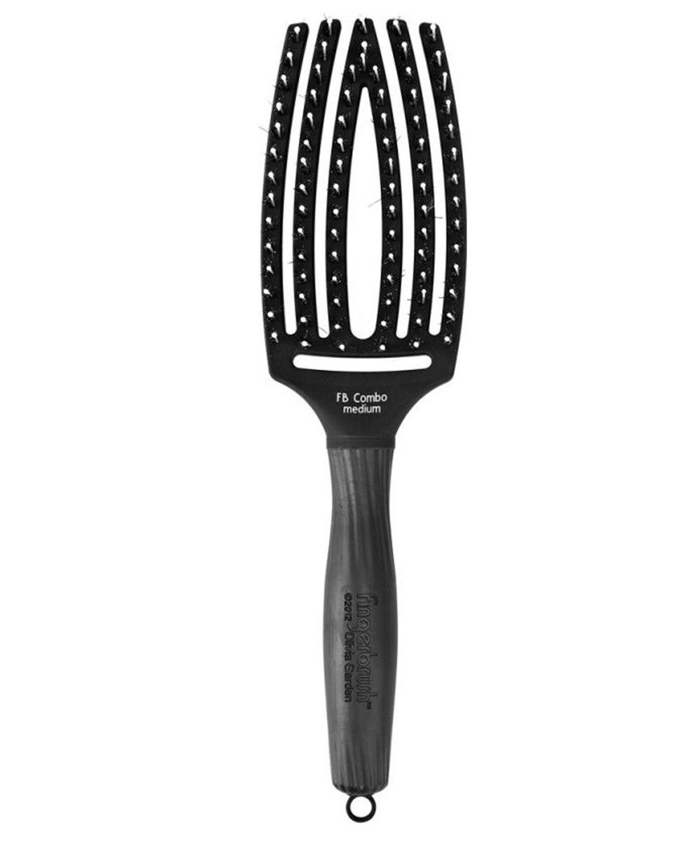OLIVIA GARDEN Haarbürste Olivia Garden Haarbürste Fingerbrush Care Iconic Full Black, Schnellere Luftzirkulation, weniger Hitzeschäden