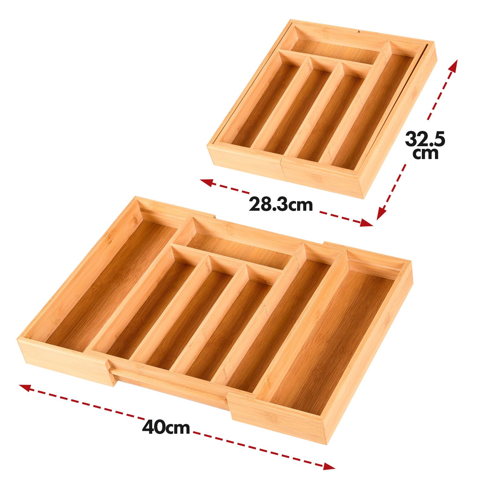 Floordirekt Besteckkasten aus Bambus Nevada, Verstellbarer und nachhaltiger Organizer, Geeignet für die meisten Schubladengrößen – Bild 2 von 5