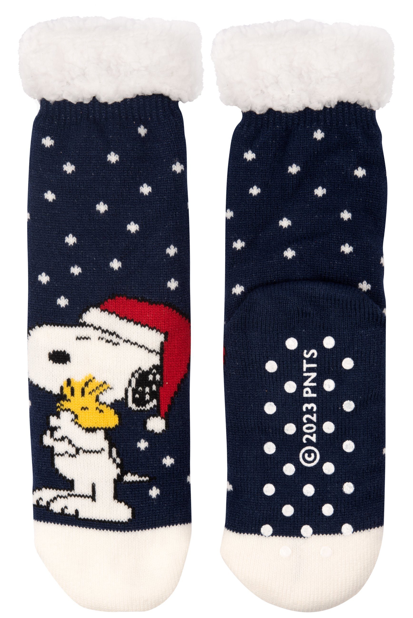 United Labels® Socken The Peanuts Snoopy Kuschelsocken Damen Wintersocken  Socken Blau Weiß