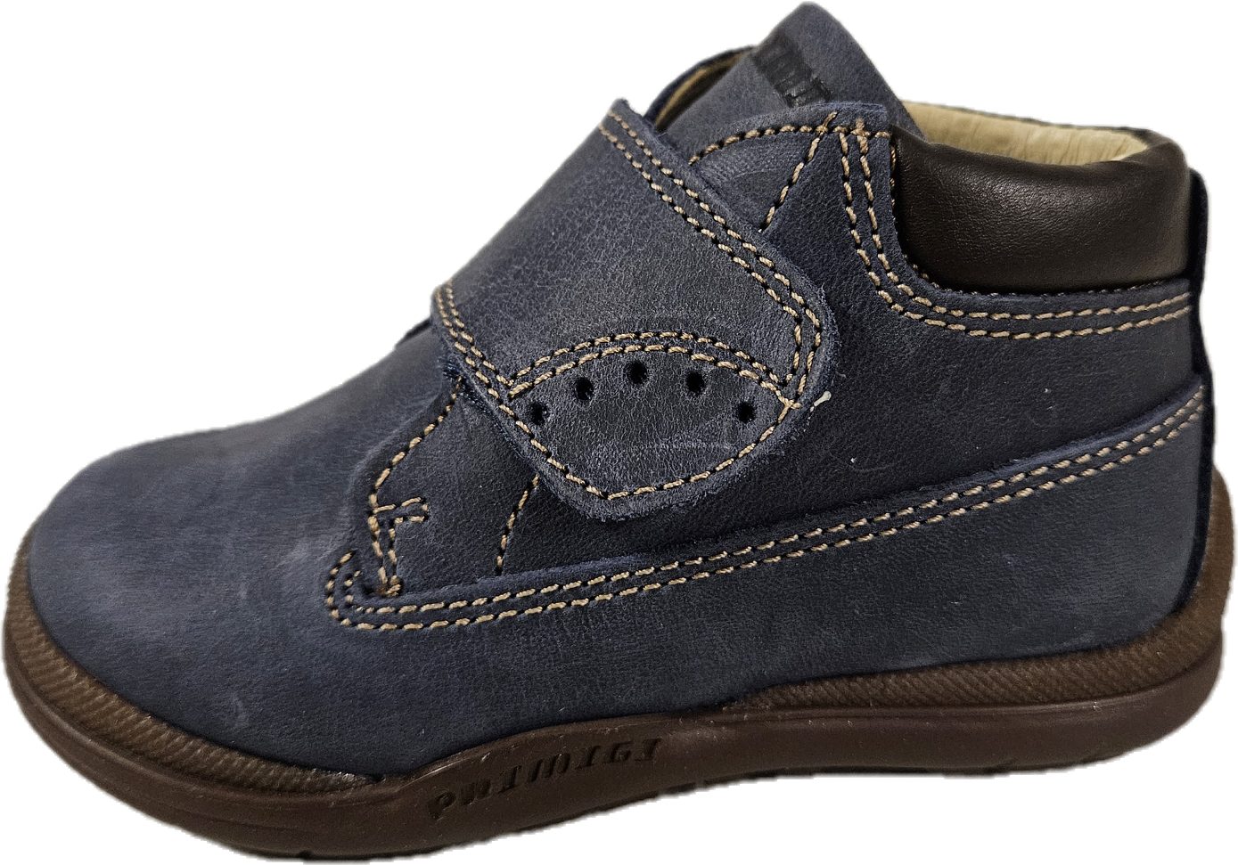 Primigi 80480 Sneaker Halbschuhe Lederschuh blau Klettschuh aus echtem Leder, Klettverschluß