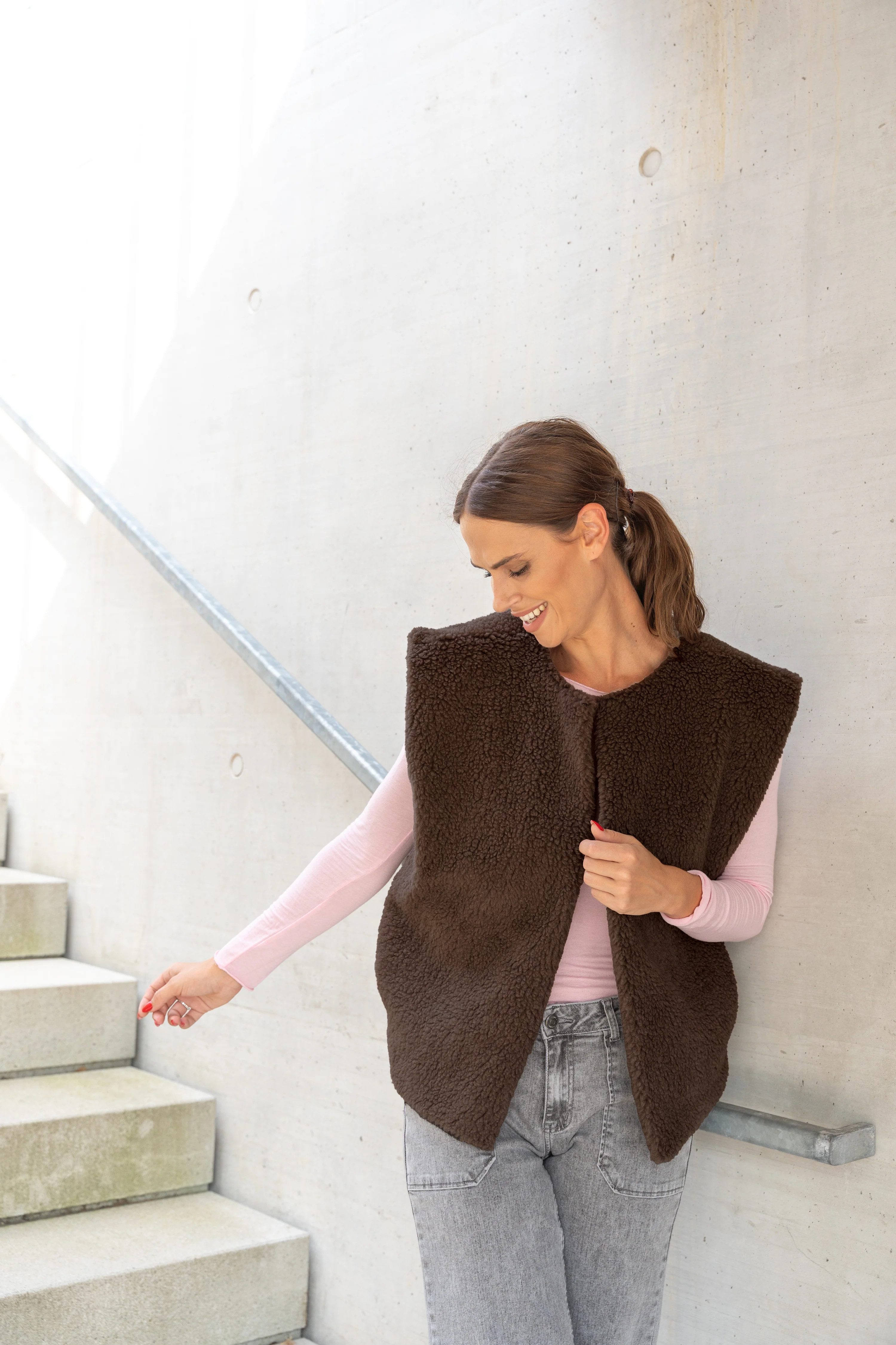 von Herzen Fellimitatweste Teddyweste schokobraun – ärmellos – Onesize – Tr günstig online kaufen