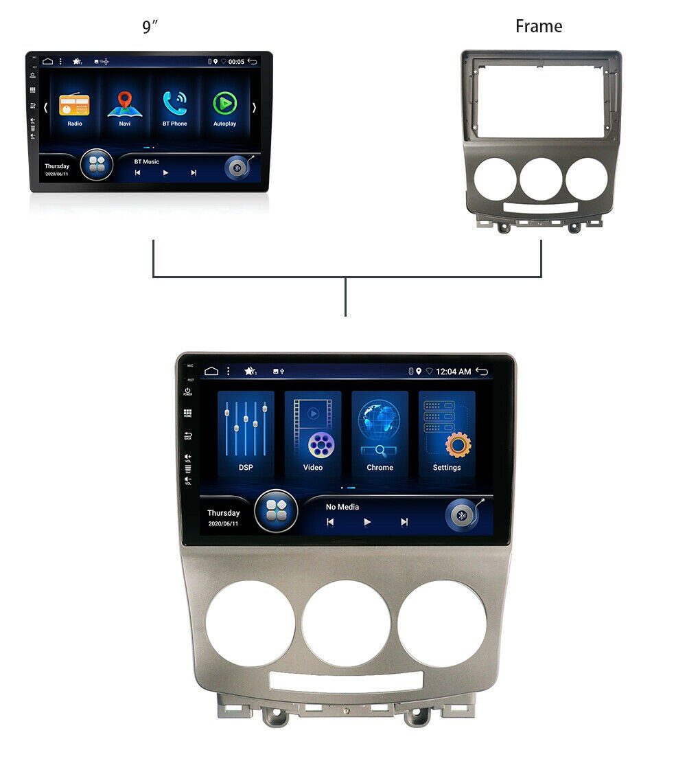 GPS 2005-2013 Autoradio Einbau-Navigationsgerät GABITECH FM 5 BT Touchscreen Mazda 9" Für Android USB