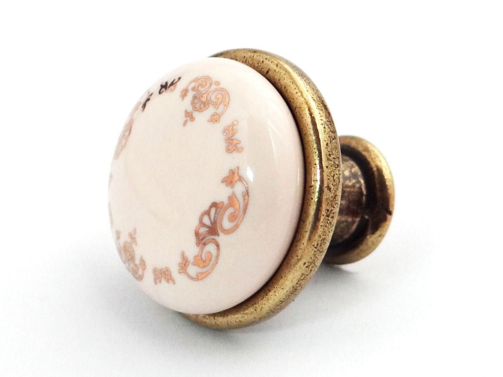 SO-TECH® Мебельknopf Porzellanknopf KARI Messing Antik mit verschiedenen Dekoren, mit verschiedenen Dekoren antik vintage Landhausstil - incl. Schraube