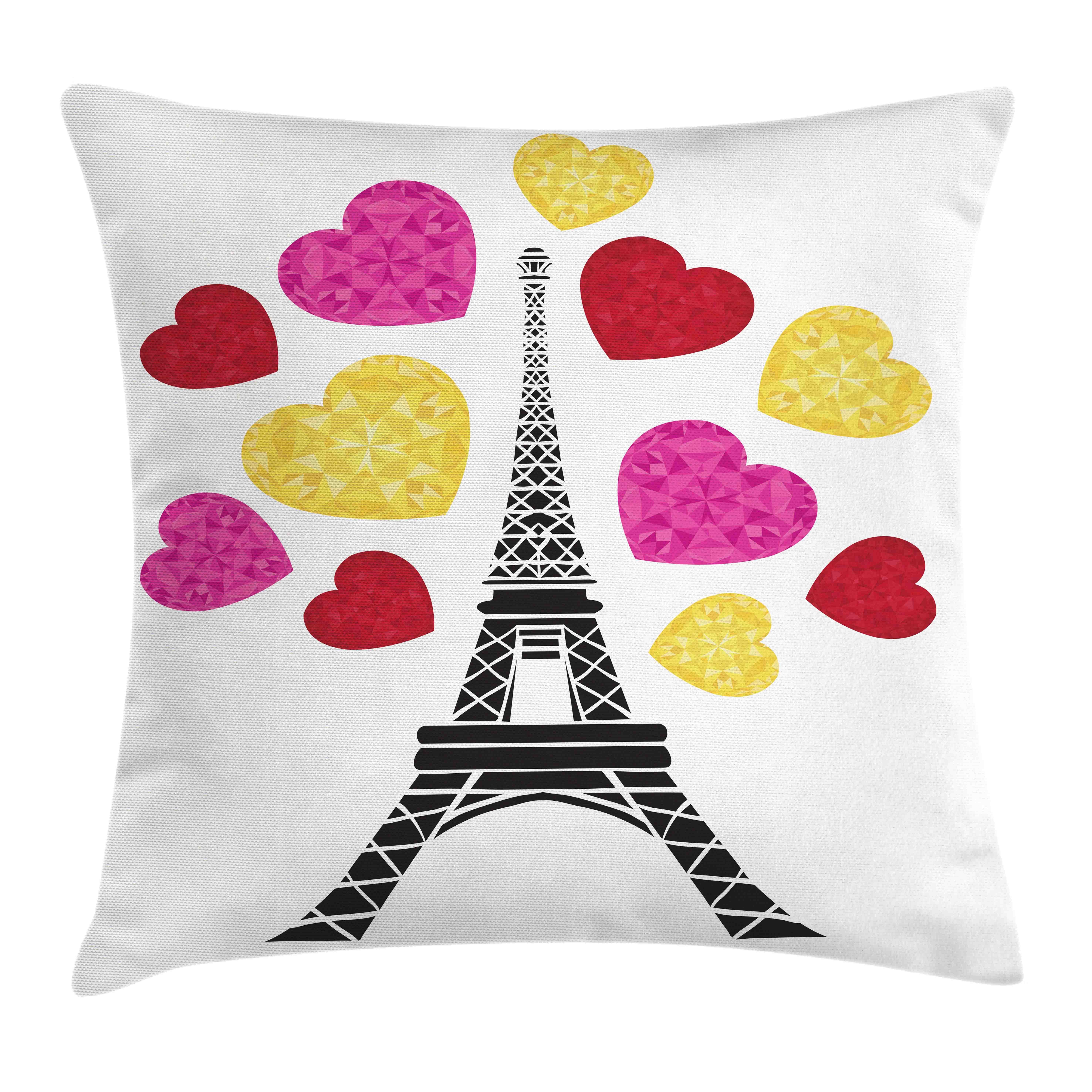 Farben Stück), mit Kissenbezüge Abakuhaus Reißverschluss mit Eiffelturm Valentinstag-Layout Beidseitiger Druck, Klaren (1 Kissenhülle Waschbar Farbfesten