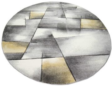 Teppich Teppich modern Teppich Wohnzimmer Teppich Kurzflor in pastell gelb grau, Teppich-Traum, rechteckig, Höhe: 13 mm