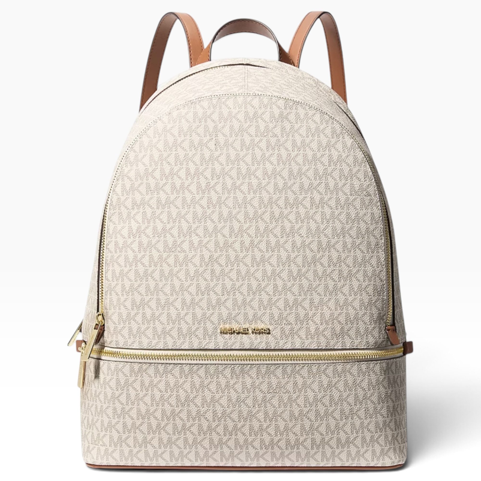 MICHAEL KORS Rucksack Michael Kors Rhea Large Rucksack Signature Logo Canvas Vanille Gold