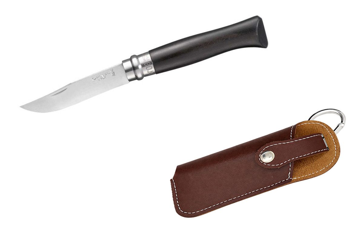 Opinel Taschenmesser Opinel No.08 Ebenholz Taschenmesser inkl. Etui, (Opinel No 08, Ebenholz inkl. Etui)