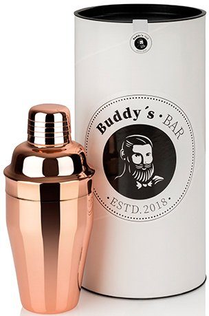 Buddy's Cocktail Shaker Buddy´s Bar, Edelstahl, hochwertiger 500 ml Bar-Shaker „Classic“, Edelstahl poliert, Kupfer