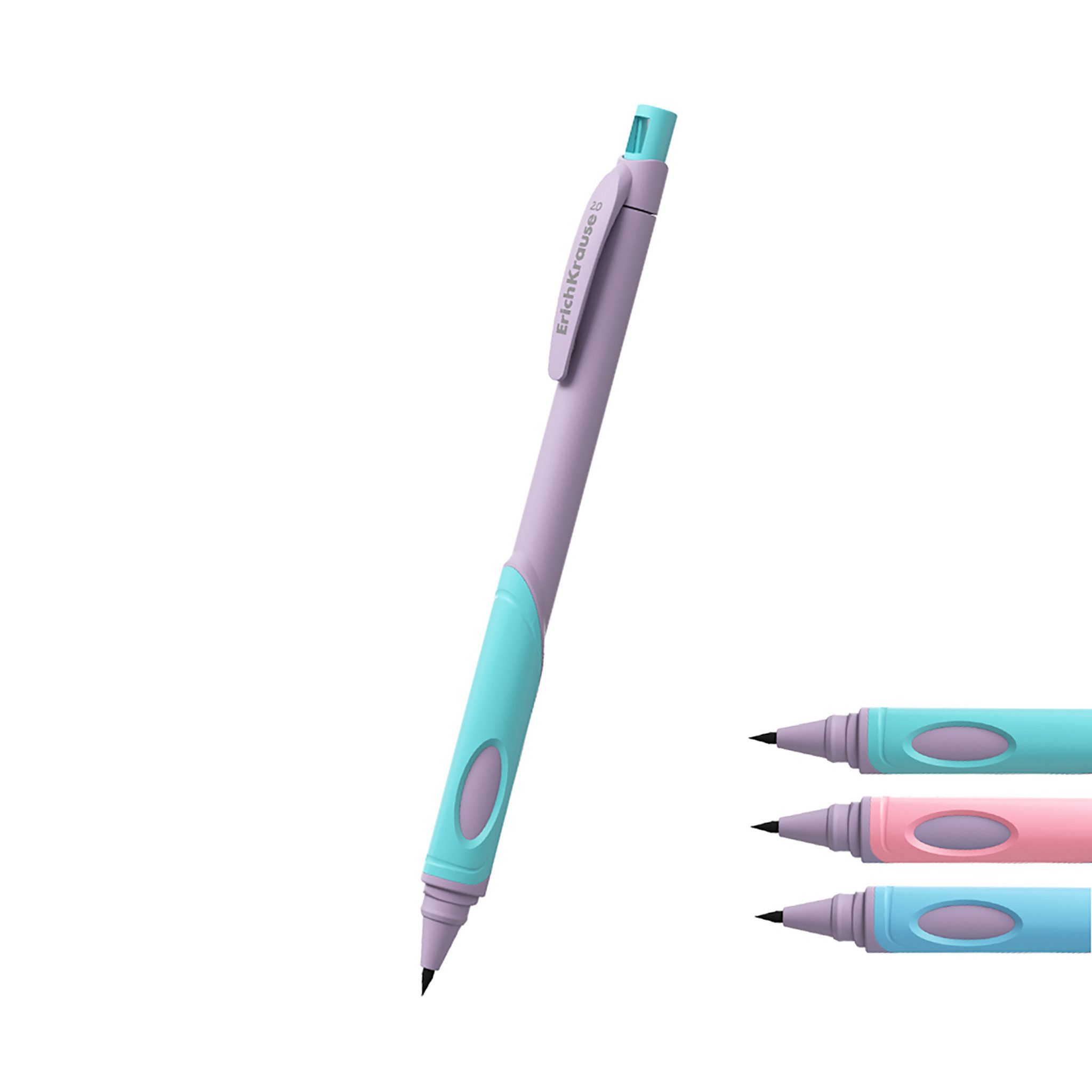 Erich Krause Druckbleistift, Druckbleistift HB 2,0mm mit Spitzer ErgoLine Pastel Kids sortiert