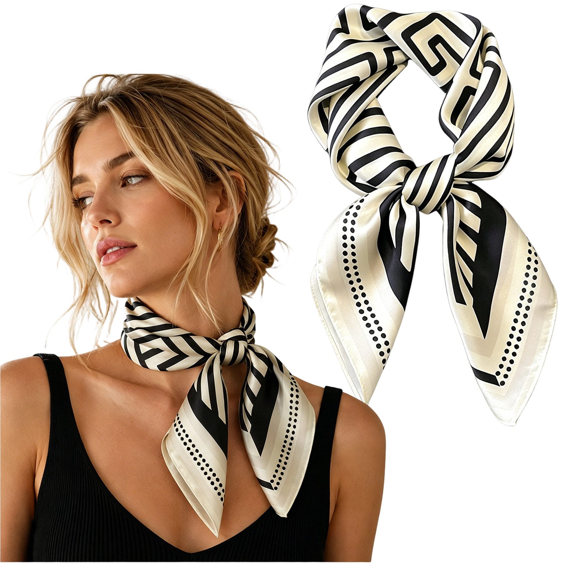 Mutig Seidentuch 100% Maulbeerseide Halstuch Damen, (elegantes quadratisches Seidentuch 68 x 68 cm, elegantes quadratisches Seidentuch 68 x 68 cm, Satin Nickituch Bandana), Kopftuch für Haare, Hals und Tasche