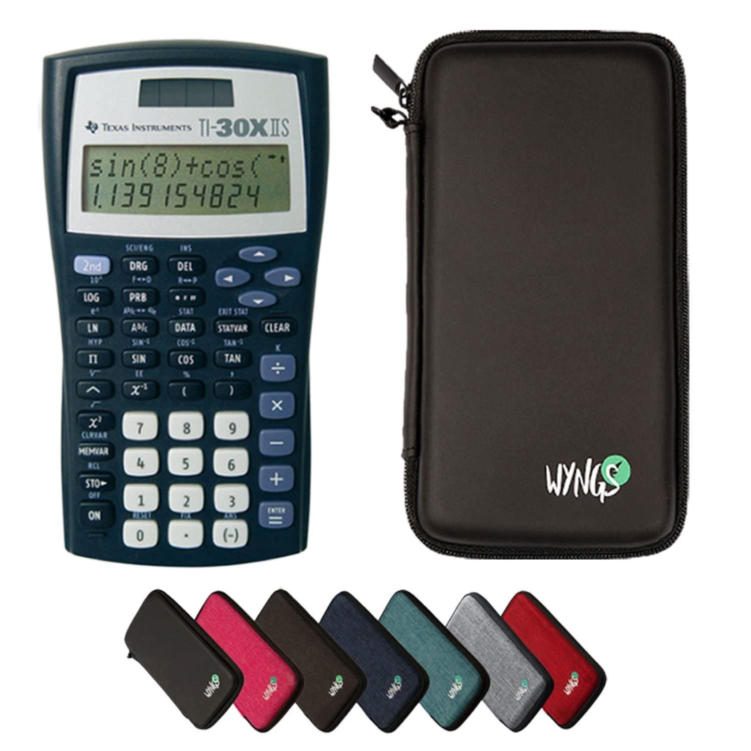 Texas Instruments Taschenrechner TI-30XIIS inkl. WYNGS Schutztasche Schwarz
