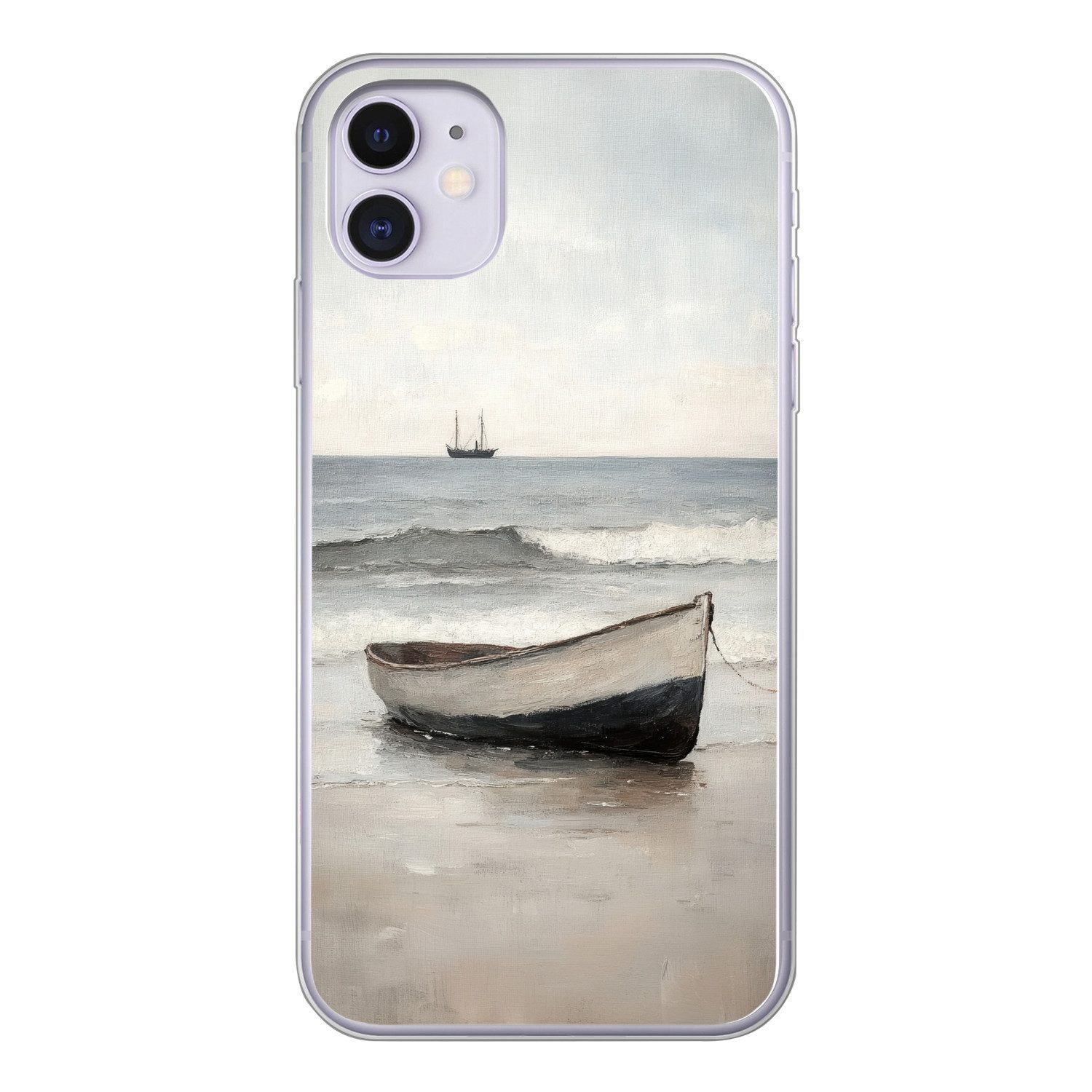 MuchoWow Handyhülle für Apple iPhone 11 Ruderboot - Meer - Horizont, Smartphone-Bumper, Print, Handy Schutzhülle Dünn