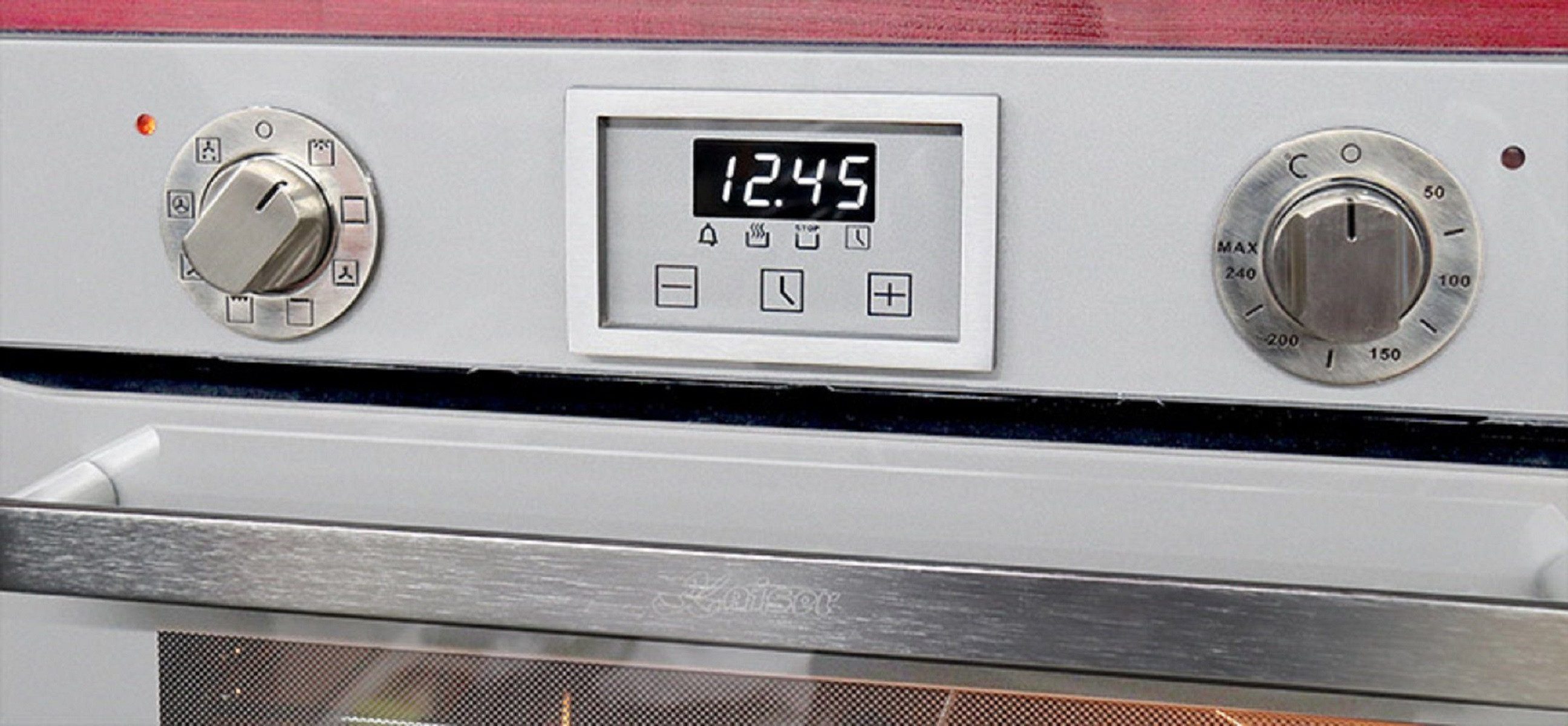 Kaiser Küchengeräte Backofen-Set Herd set Autark Elektro Backofen, Autark, 79L mit 3,8 KW WOK, 60 cm, 4 flammig, Erdgas Propangas, Gasherd Autark EH 6326 W+KCG 6394 w.., mit 1-fach-Teleskopauszug