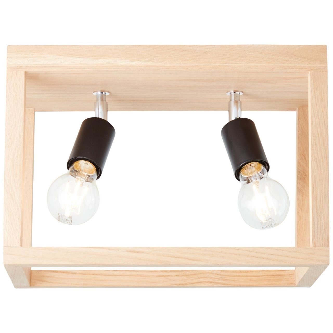 Brilliant Deckenleuchte Nerea, Lampe, Nerea Deckenleuchte 2flg eiche geölt, Holz/Metall, 2x A60, E27 | Deckenlampen