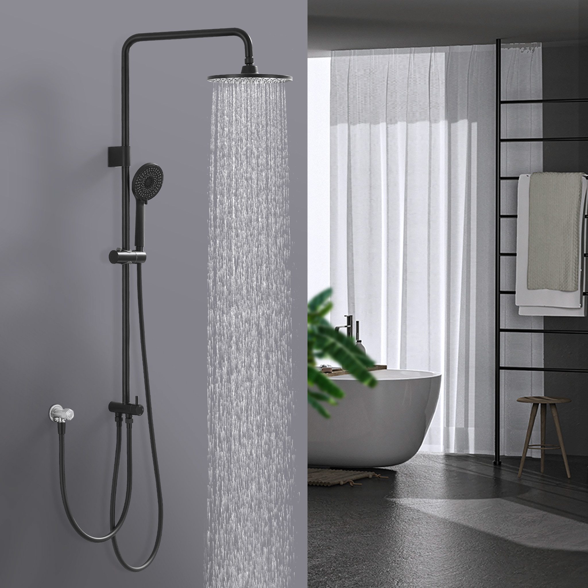 HOMELIVE Duschsystem ohne Armatur Edelstahl Brausegarnitur mit Handbrause D günstig online kaufen