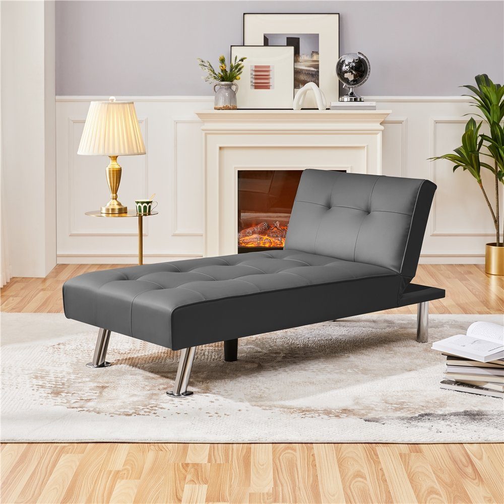 Yaheetech Schlafsofa, Couch Klappbett Bettsofa Relaxsofa Gästebett Klappsofa grau