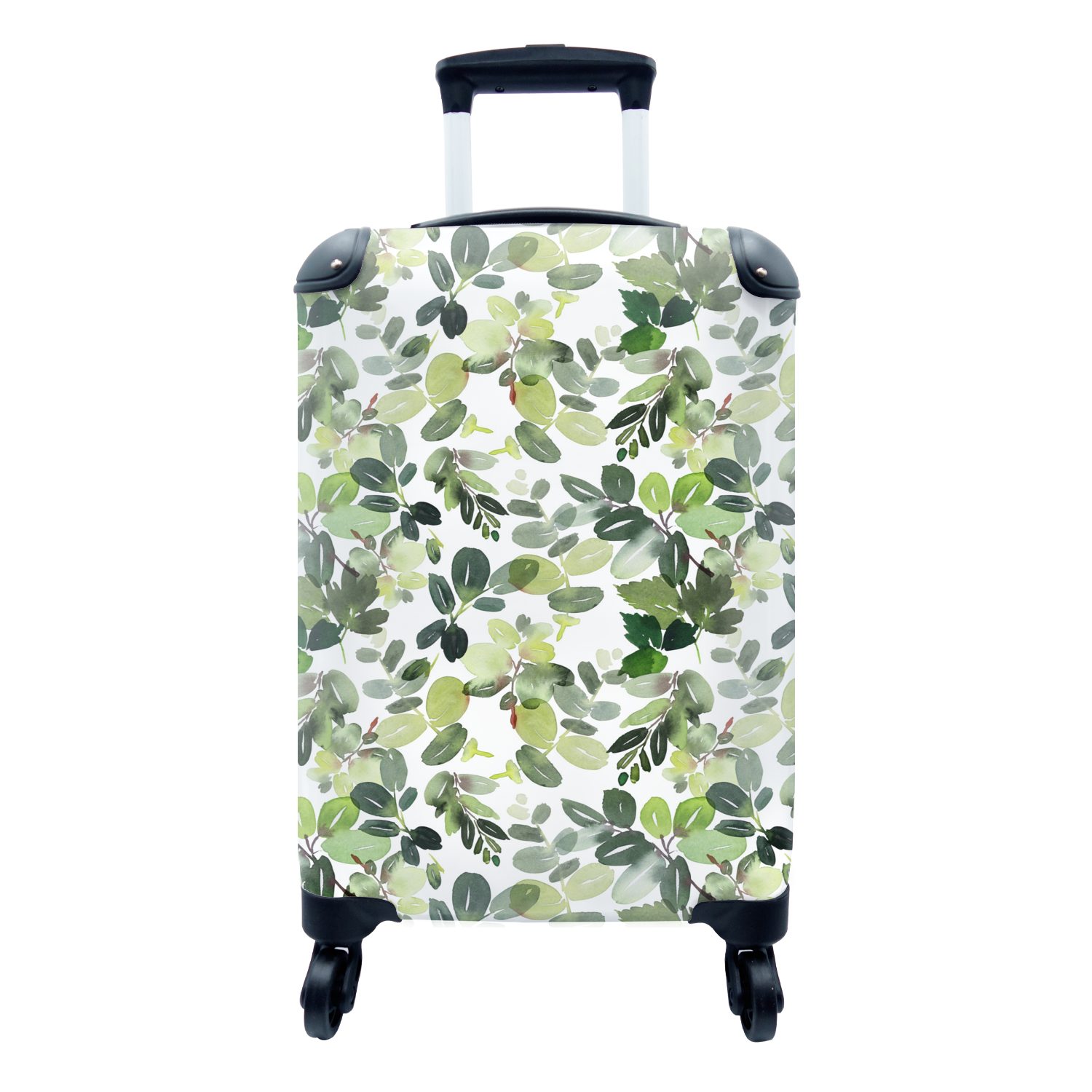 - Trolley, MuchoWow - Aquarell Reisetasche Handgepäck Handgepäckkoffer Reisekoffer Ferien, rollen, Rollen, 4 für Weiß, mit Blätter