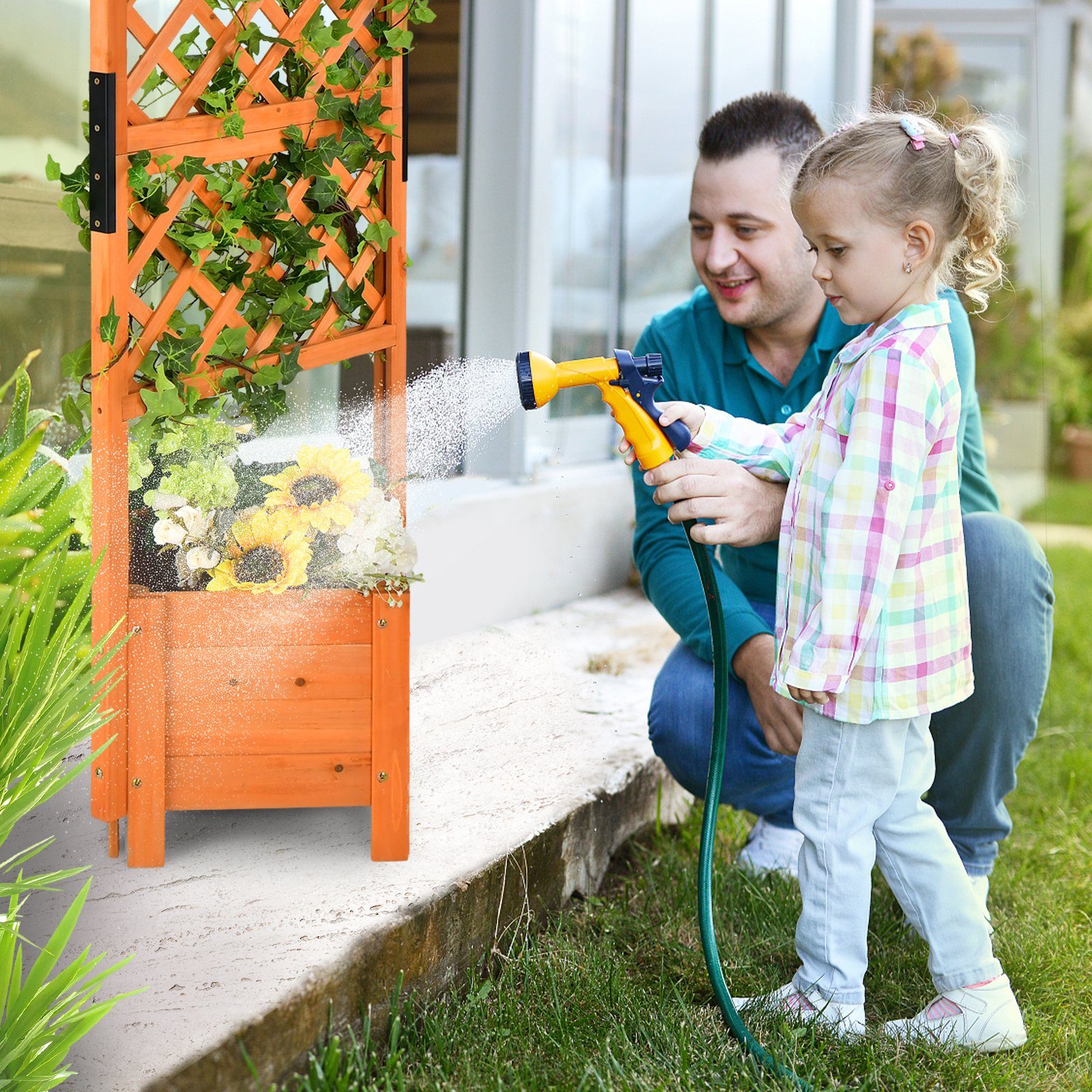 COSTWAY Blumenkasten, Blumenkübel mit Rankgitter, Spalier günstig online kaufen