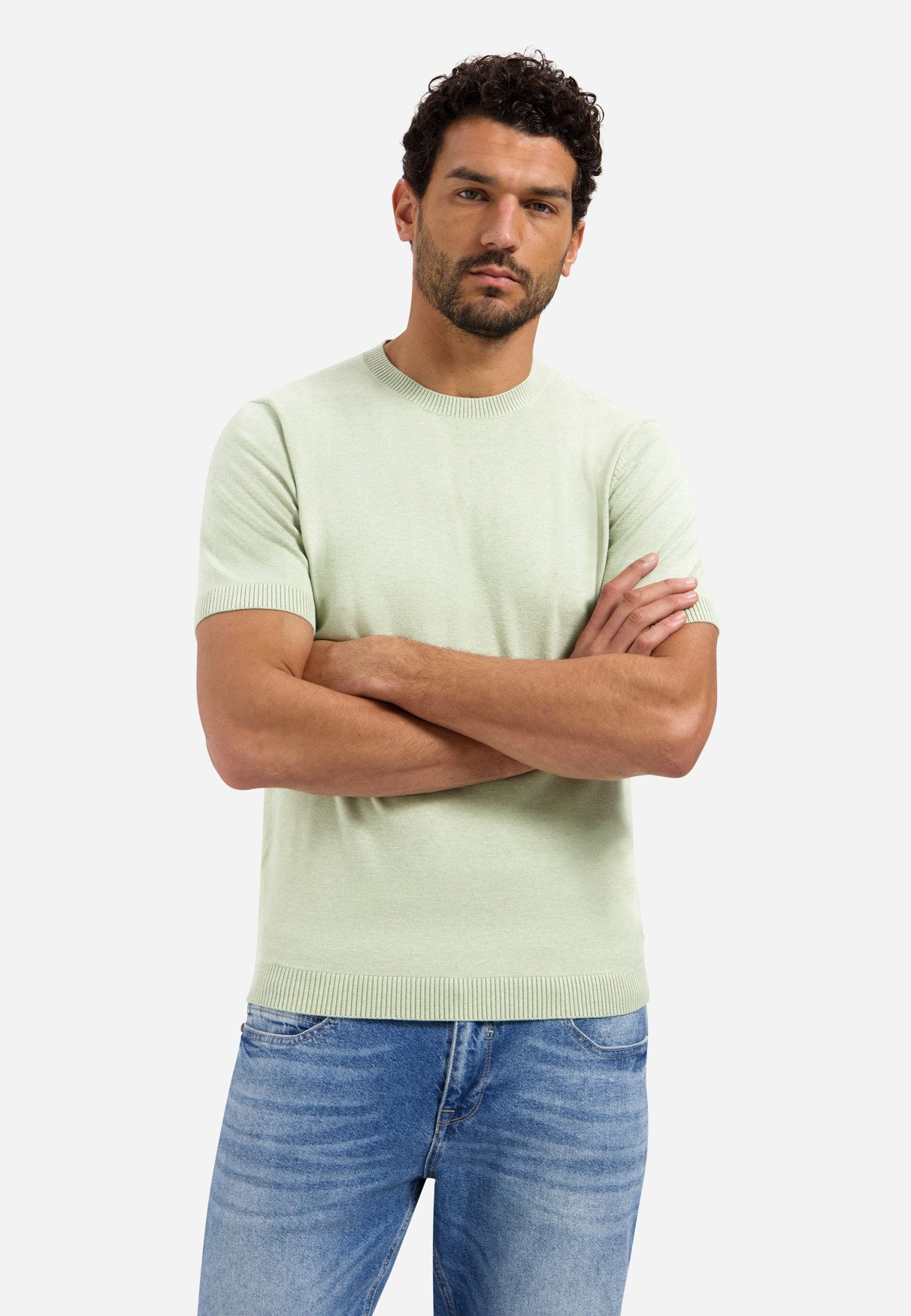 NO EXCESS Kurzarmshirt Strick-T-Shirt - Regular Fit