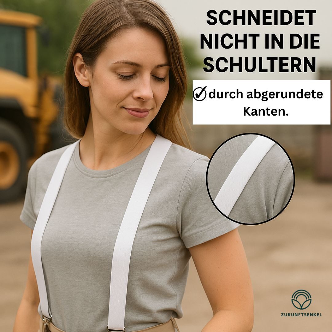 ZUKUNFTSENKEL Hosenträger Schmaler Hosenträger - Sicherer Halt Damen & Herren 2,5cm X-Form (Für Damen und Herren) 4 Starke Clips, Deutsche Herstellung, Elastisch