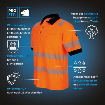 PRO FIT by Fitzner Poloshirt Warnschutz Neon Orange - Grau, (1, Stück) Warnschutzkleidung, Weich, Komfortabel, Hohe Sichtbarkeit