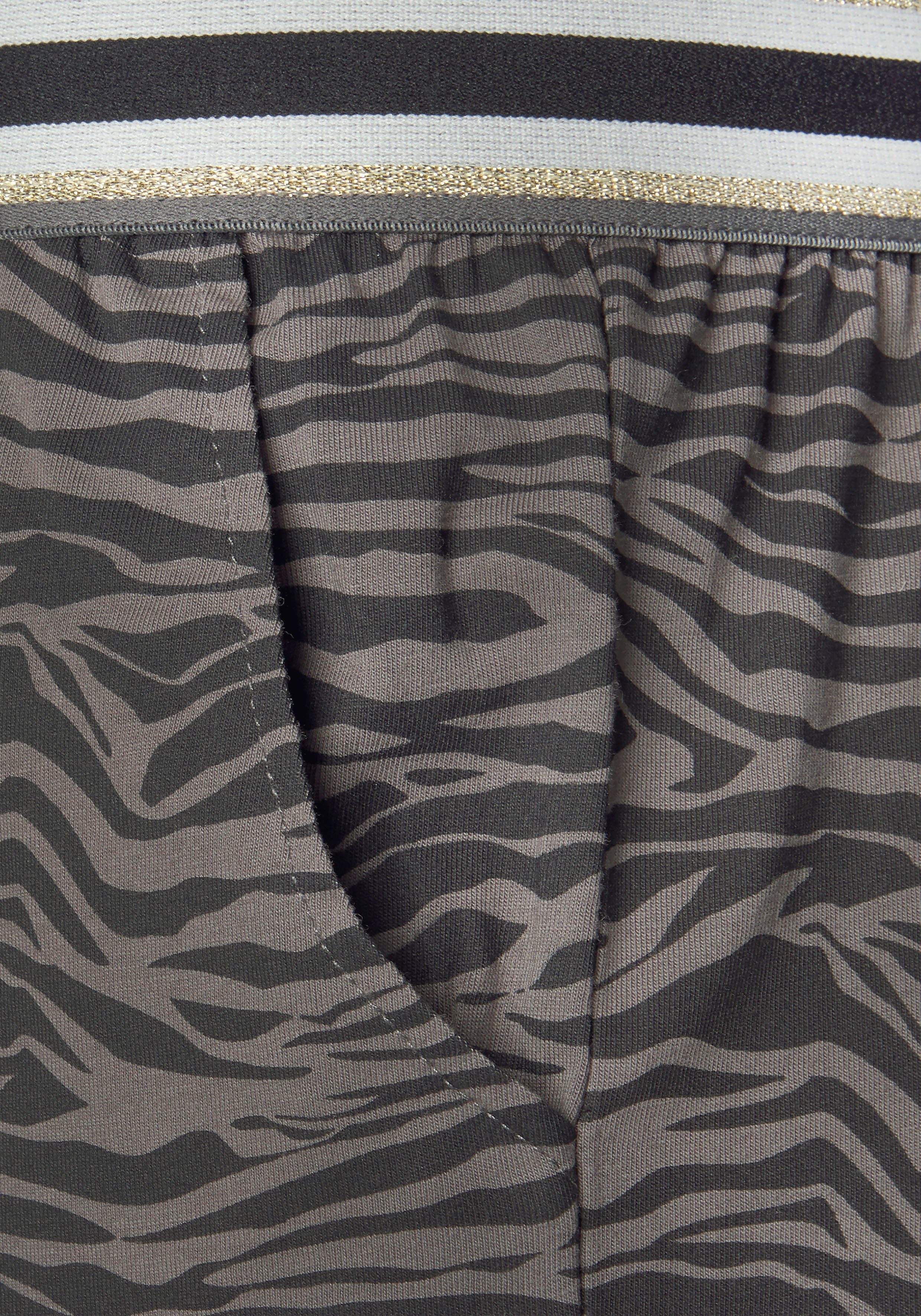 schwarz-gemustert-dunkelgrau s.Oliver Pyjama lange 1 tlg., Stück) Animal-Print (2 mit Hose