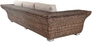 Krines Home Big-Sofa Imposantes Designsofa Tulip aus Natur Rattan Rattansofa Wohnzimmersofa, Viersitzer Sofa