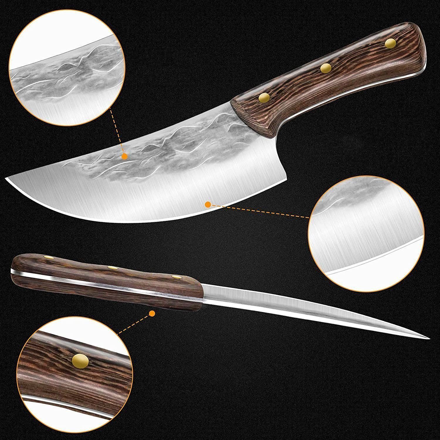 KingLux Hackmesser Universalmesser Zwecke alle Handgeschmiedetes Küchenmesser für
