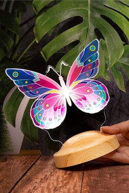 Geschenkelampe LED Nachttischlampe Schmetterling Butterfly Lampe mit 3D Vision mehrfarbig Nachtlicht, Leuchte 7 Farben fest integriert, Geburtstagsgeschenk für Mädchen, Freundin, Babys, Enkelin