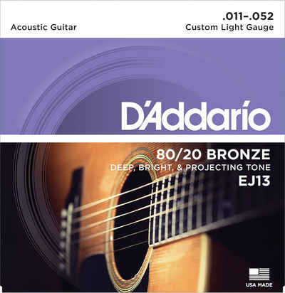 Daddario Saiten »EJ13«, für Westerngitarre, 80/20 Bronze, 11-52