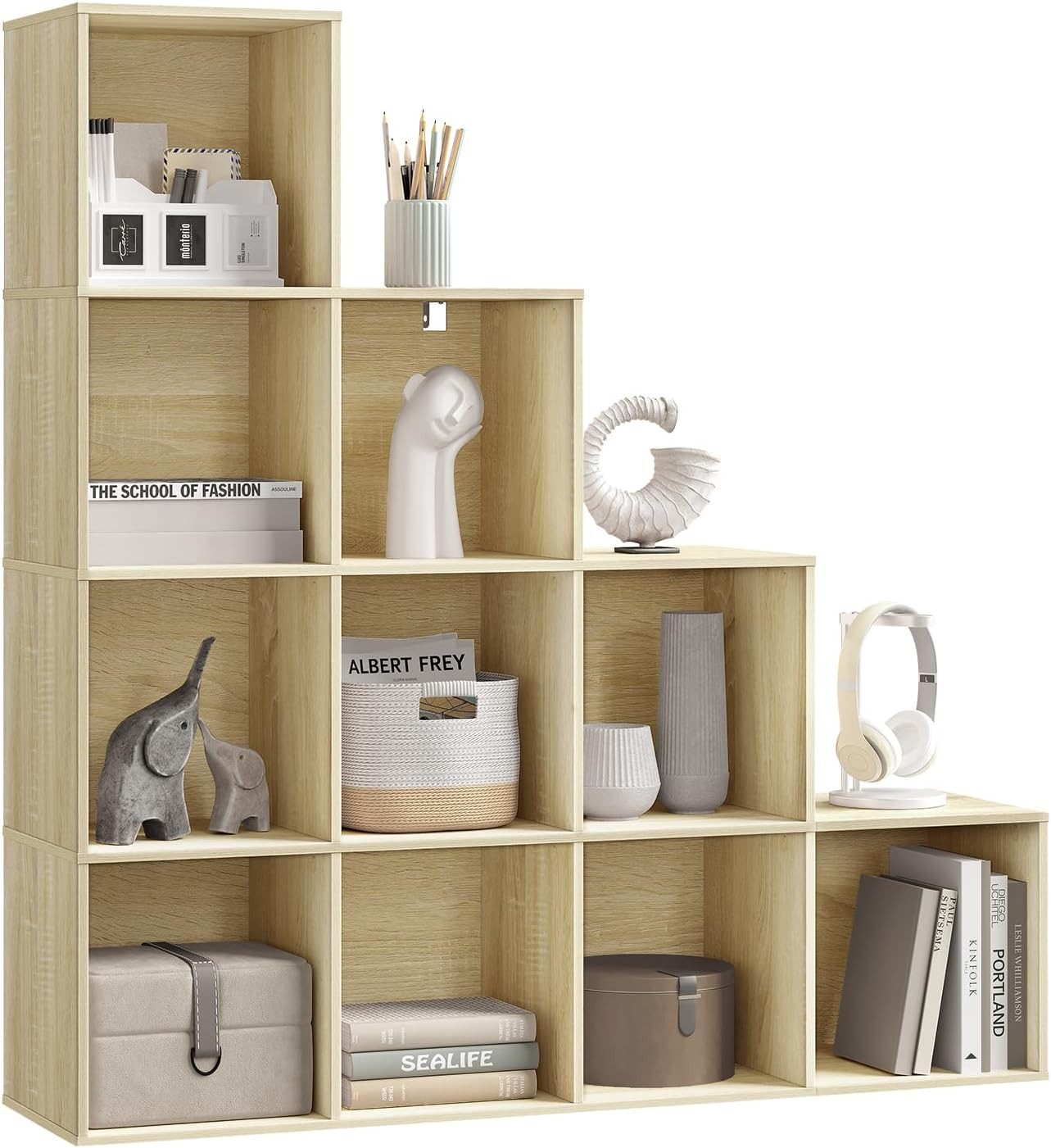 Woltu Bücherregal, 1-tlg., Würfelregal Schrank mit 10 Fächern, 120x120x30 cm