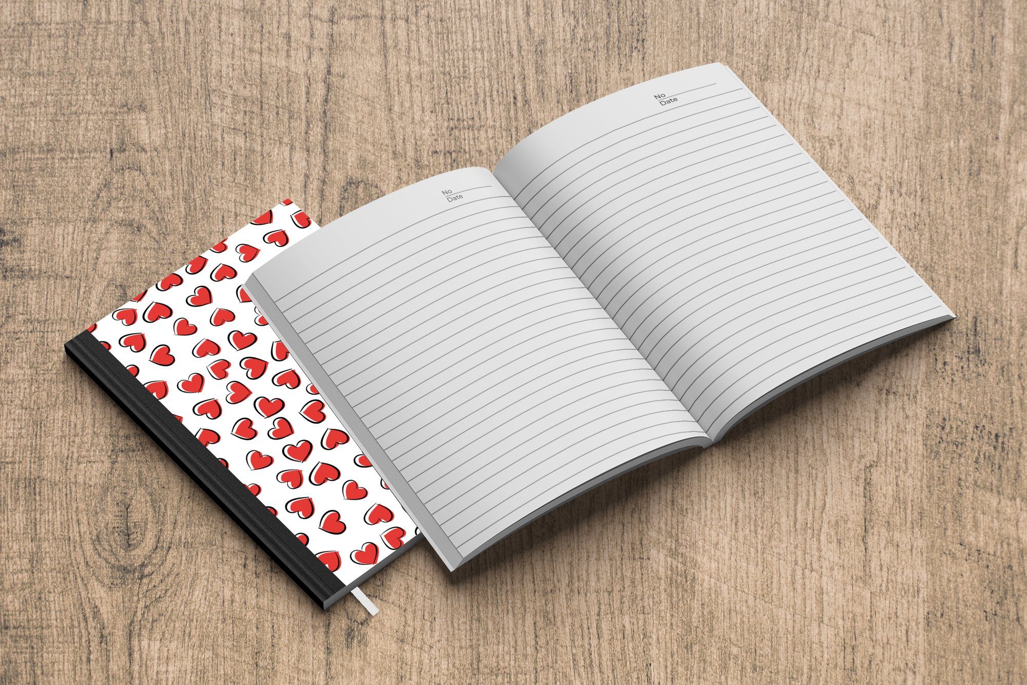 MuchoWow Notizbuch Valentinstag - Herz Journal, Haushaltsbuch A5, Muster, Tagebuch, - 98 Merkzettel, Seiten, Notizheft