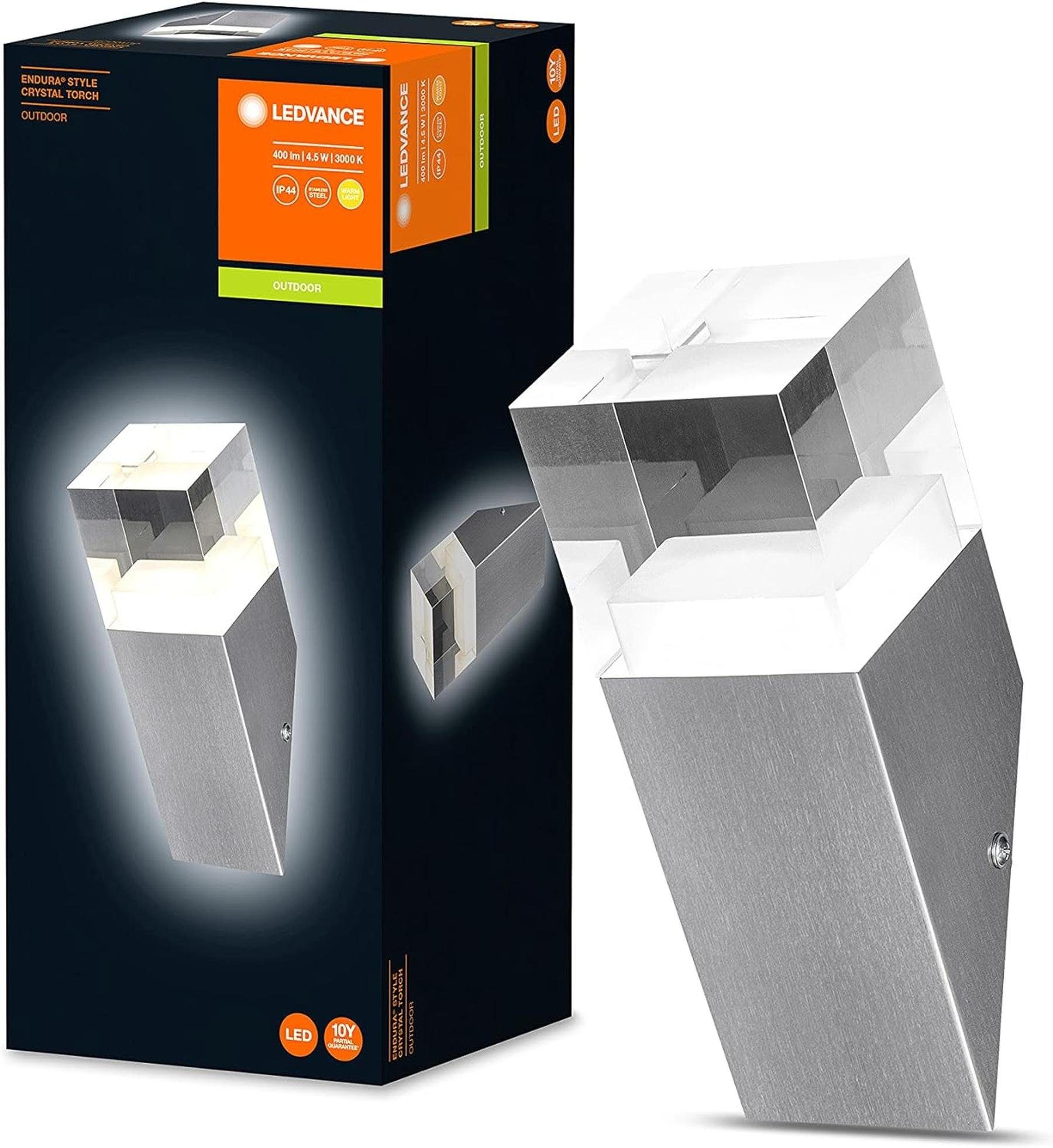 Ledvance LED Wandleuchte LEDVANCE LED Wandleuchte ENDURA STYLE CRYSTAL TORCH 4.5 W. 3000 K, LED wechselbar, Warmweiß, Nicht Dimmbar