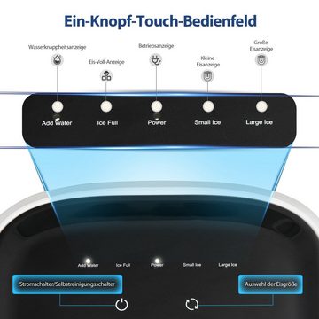 COSTWAY Eiswürfelmaschine, 9 Eiswürfel in 6-8 min, 15kg 24 H, 2L Wassertank