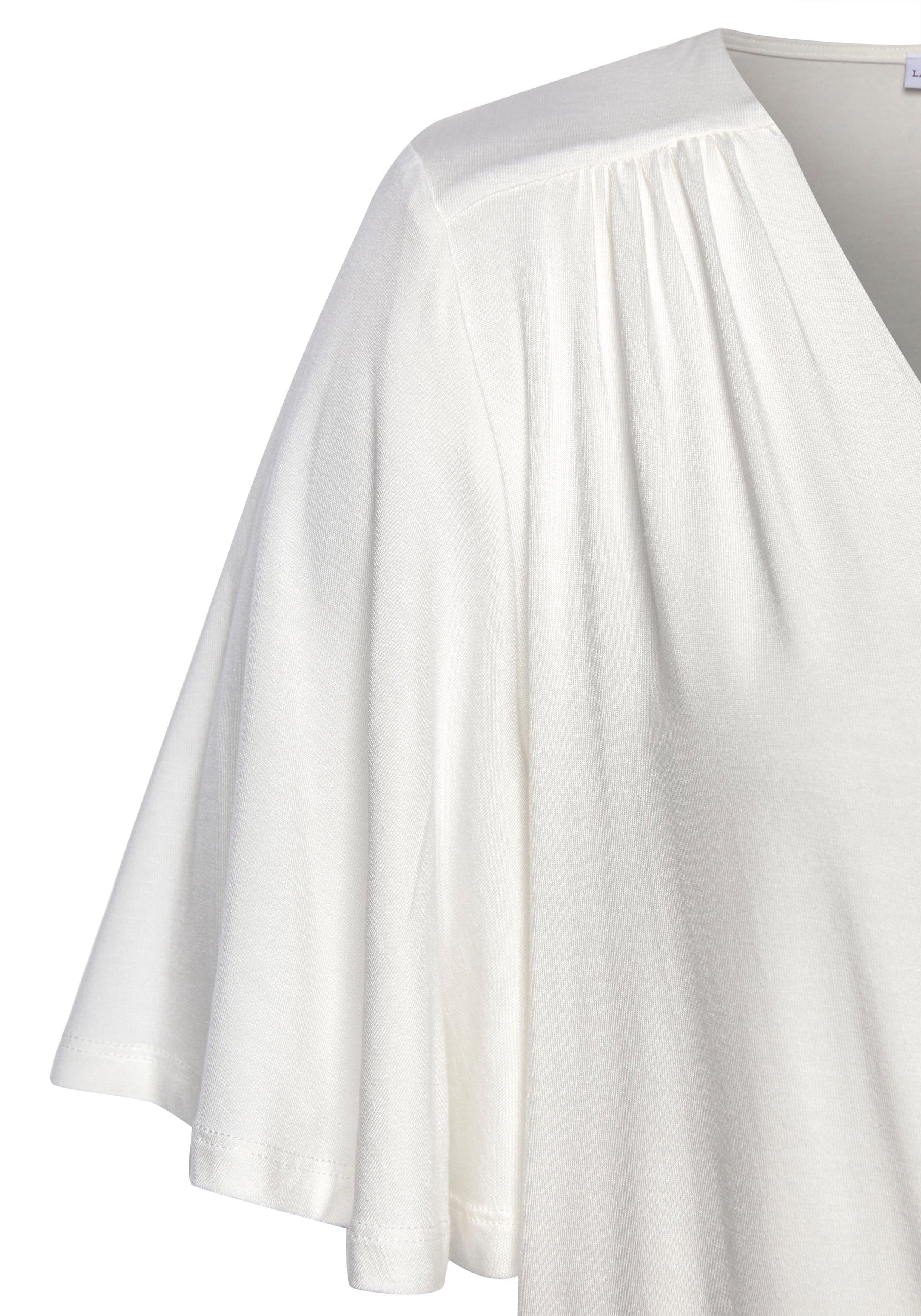 LASCANA wrap shirt with snap button at the front, feminine short-sleeved shirt