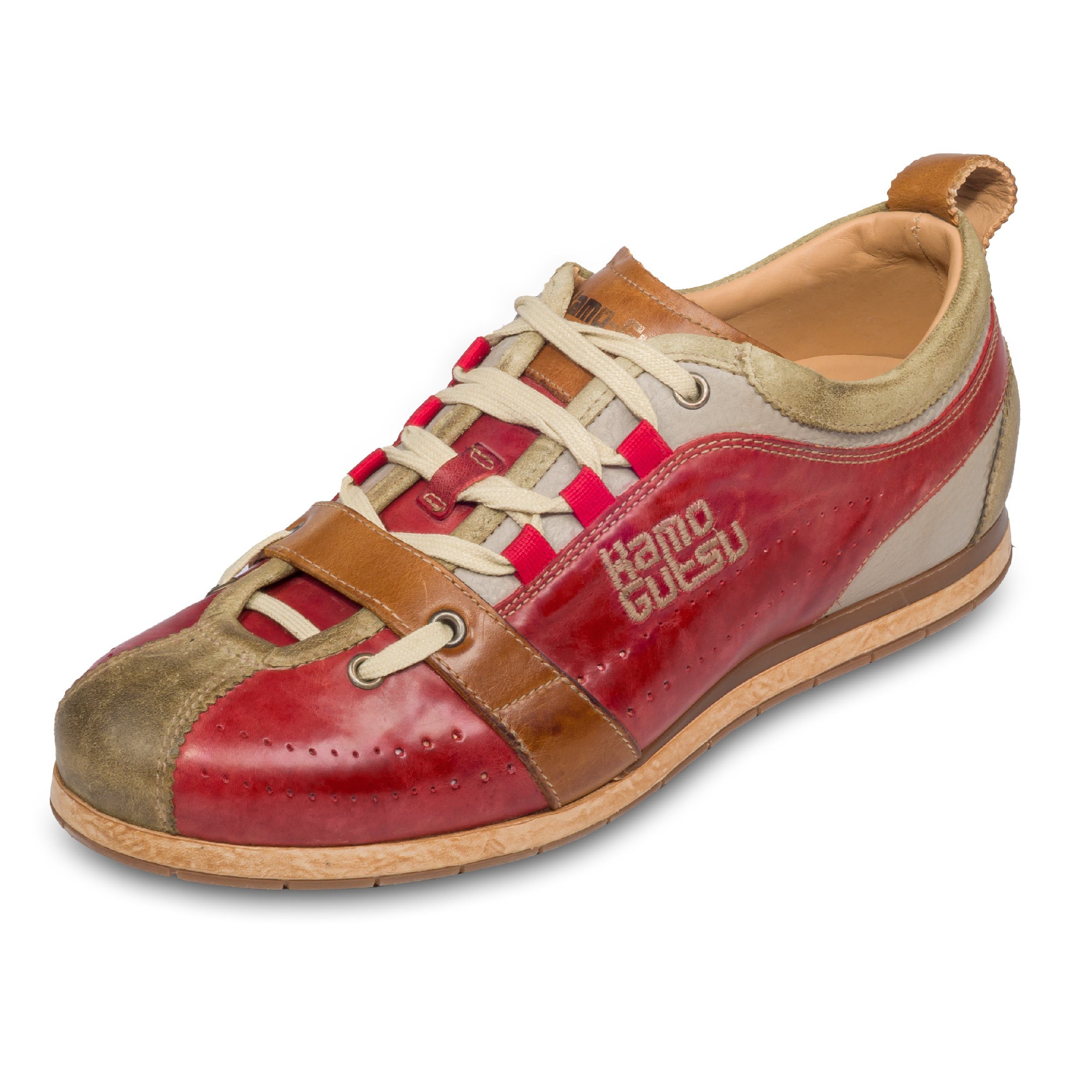 Kamo-Gutsu Herren Leder Sneaker, rot/beige (TIFO-017 günstig online kaufen