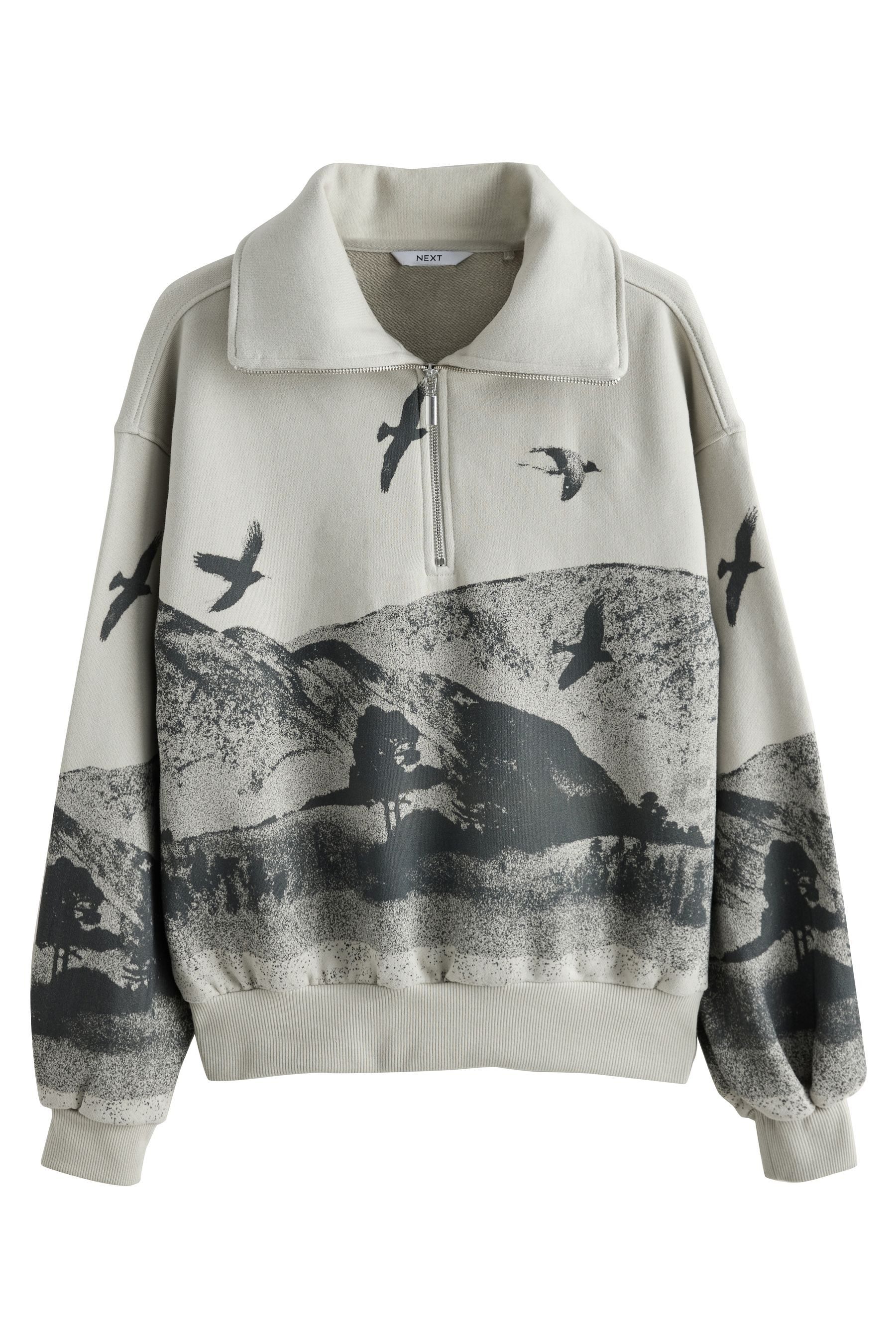 Next Sweater Fleece-Troyer mit Grafikdruck, Kurzgröße (1-tlg) günstig online kaufen