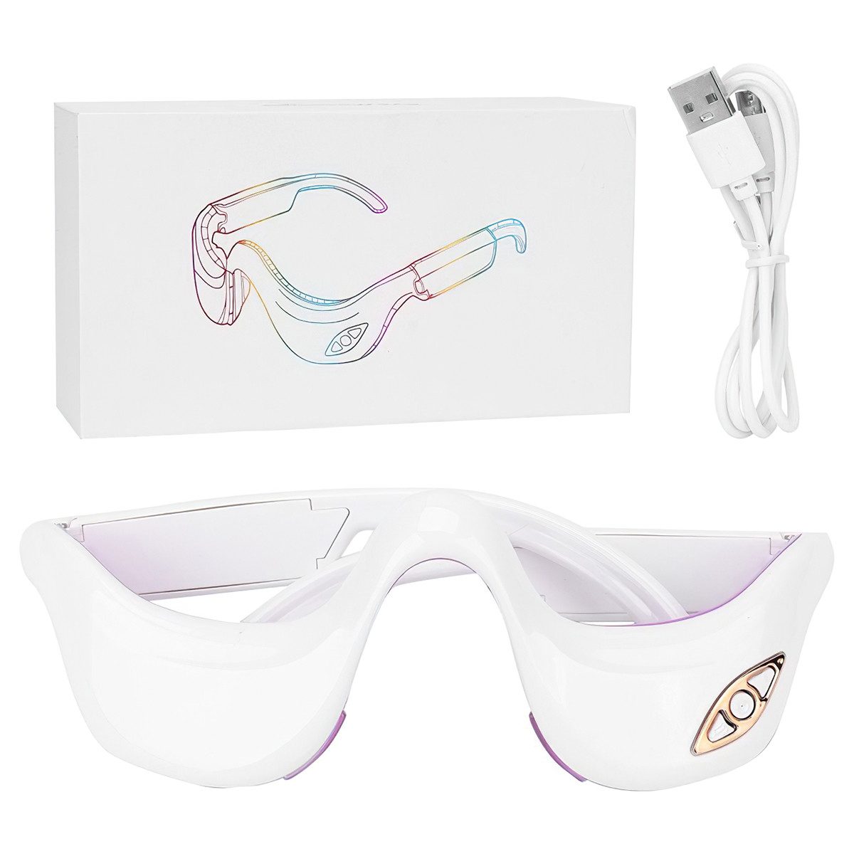 DOPWii Gesichtsmassagegerät Intelligentes Augenmassagegerät, Mikrostrom-Augenschutzgerät, heiße Kompresse, 3 Intensitätsstufen, kompakt und leicht