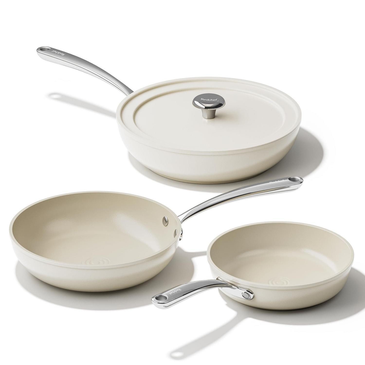 LuxusKollektion Pfannen-Set Keramik Pfannenset 20/24/28cm Beige