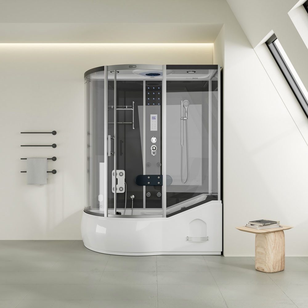 HOME DELUXE Dampfdusche Dampfdusche ALLIN 4IN1 - Schwarz Links, BxT: 170x90 cm, Dampfsauna, Badewanne, Whirlpool, Dusche