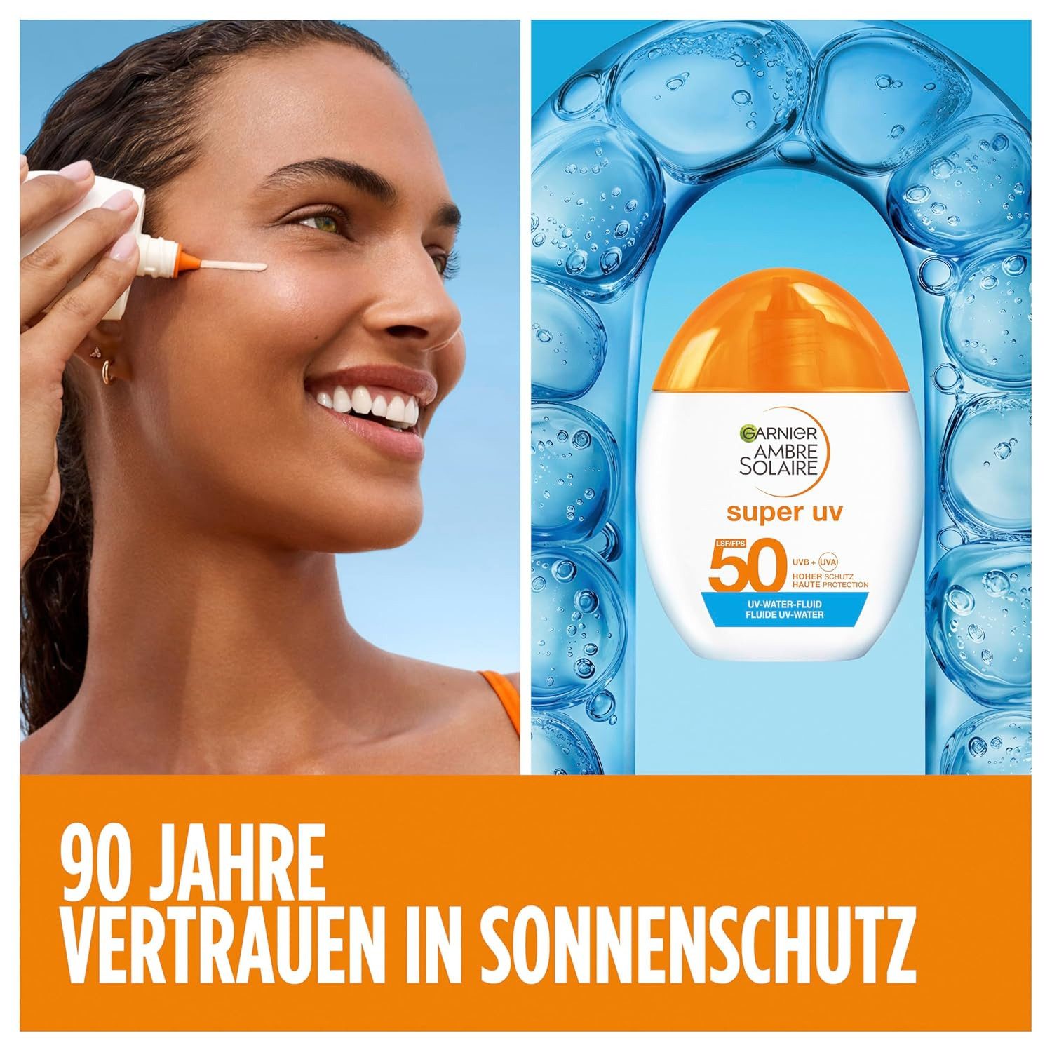 GARNIER Getönte Gesichtscreme Ambre Solaire Super UV UV-Water-Fluid LSF 50