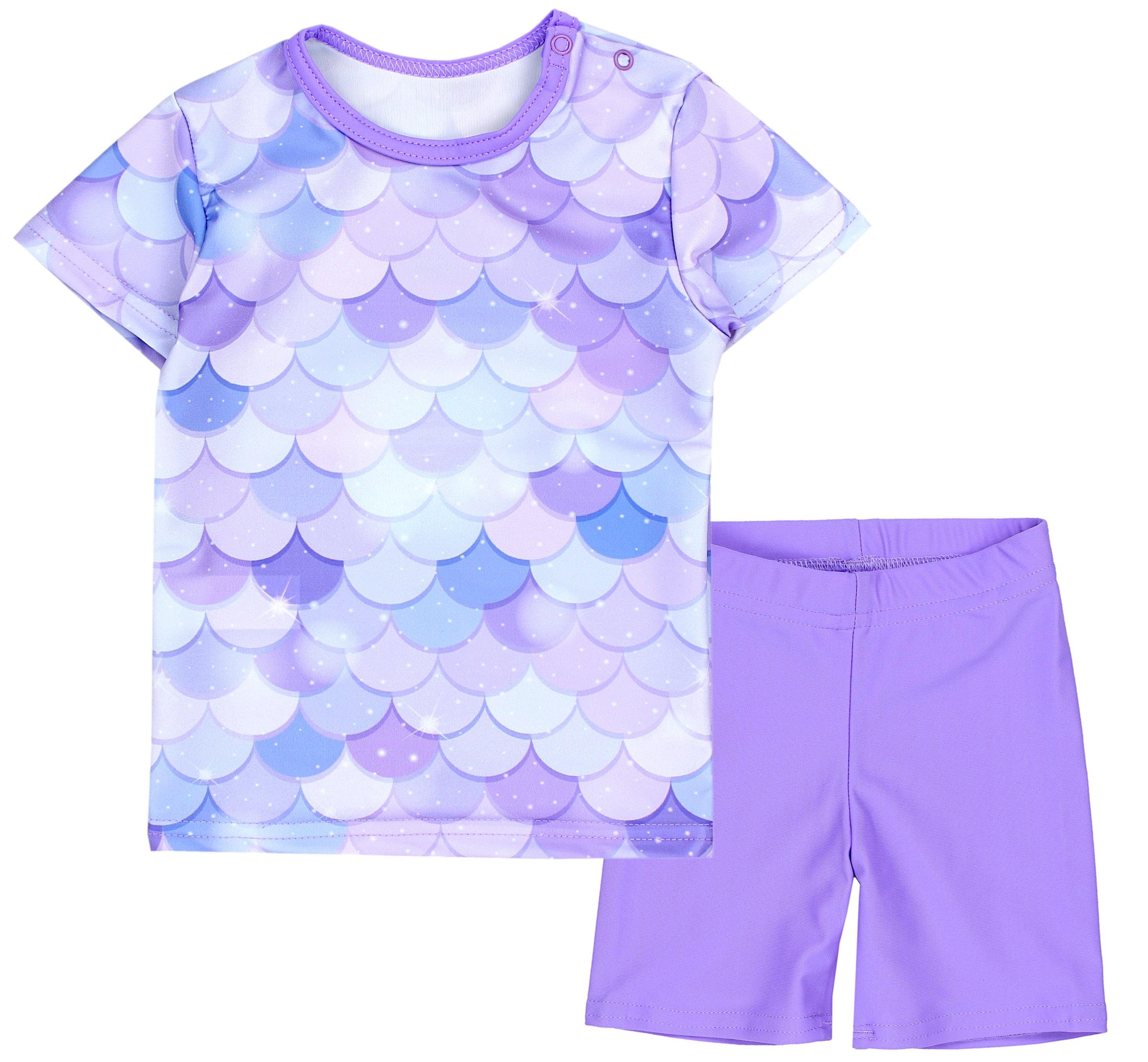 UV-Schutz Shirt Mädchen Lila / Kinder Baby Badeanzug Violett Set Badeanzug Aquarti Badehose Meerjungfrau Zweiteiler