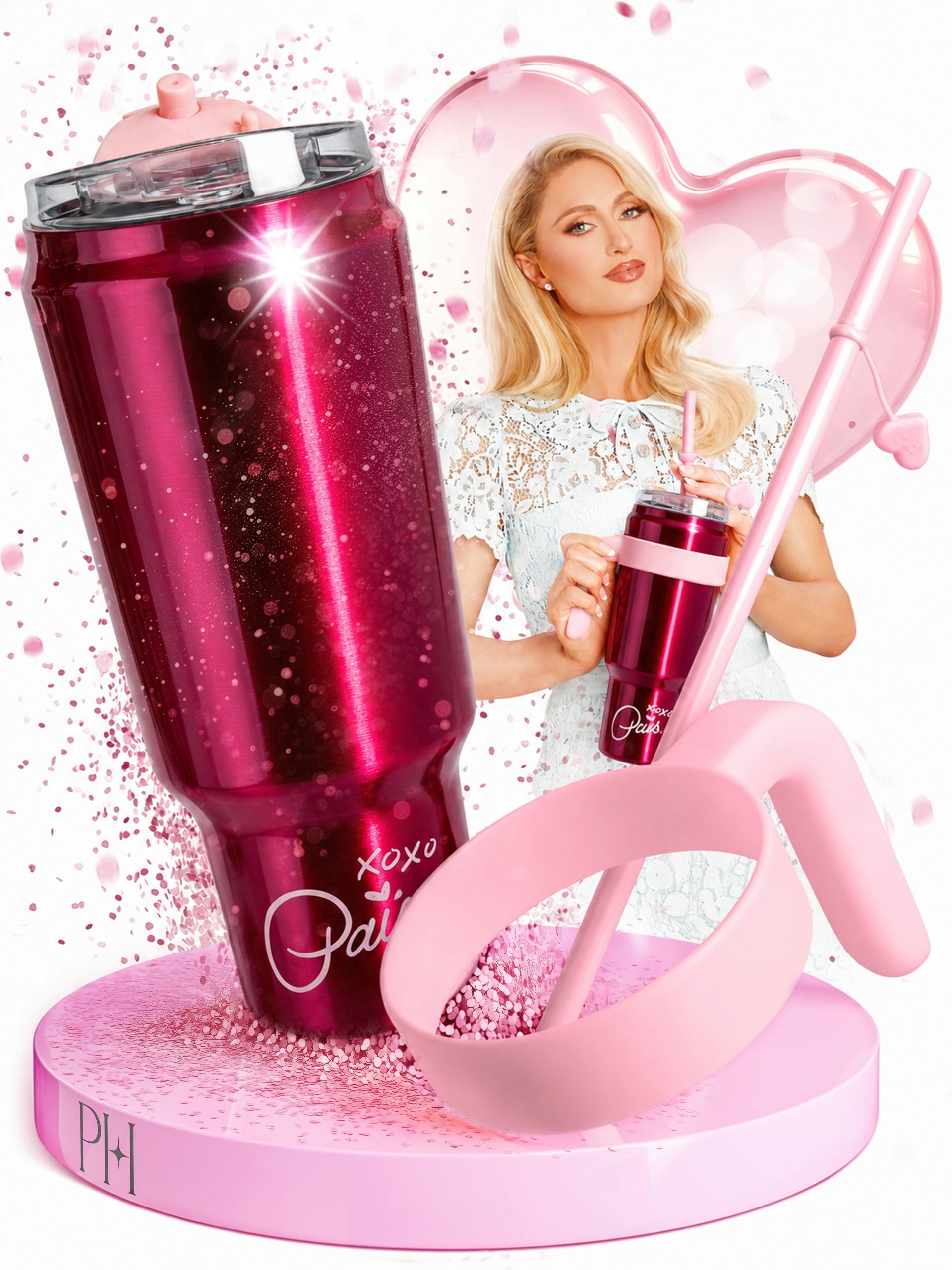 Paris Hilton Thermobecher Isolier-Trinkbecher, Thermobecher, Edelstahlbecher, Trinkcup