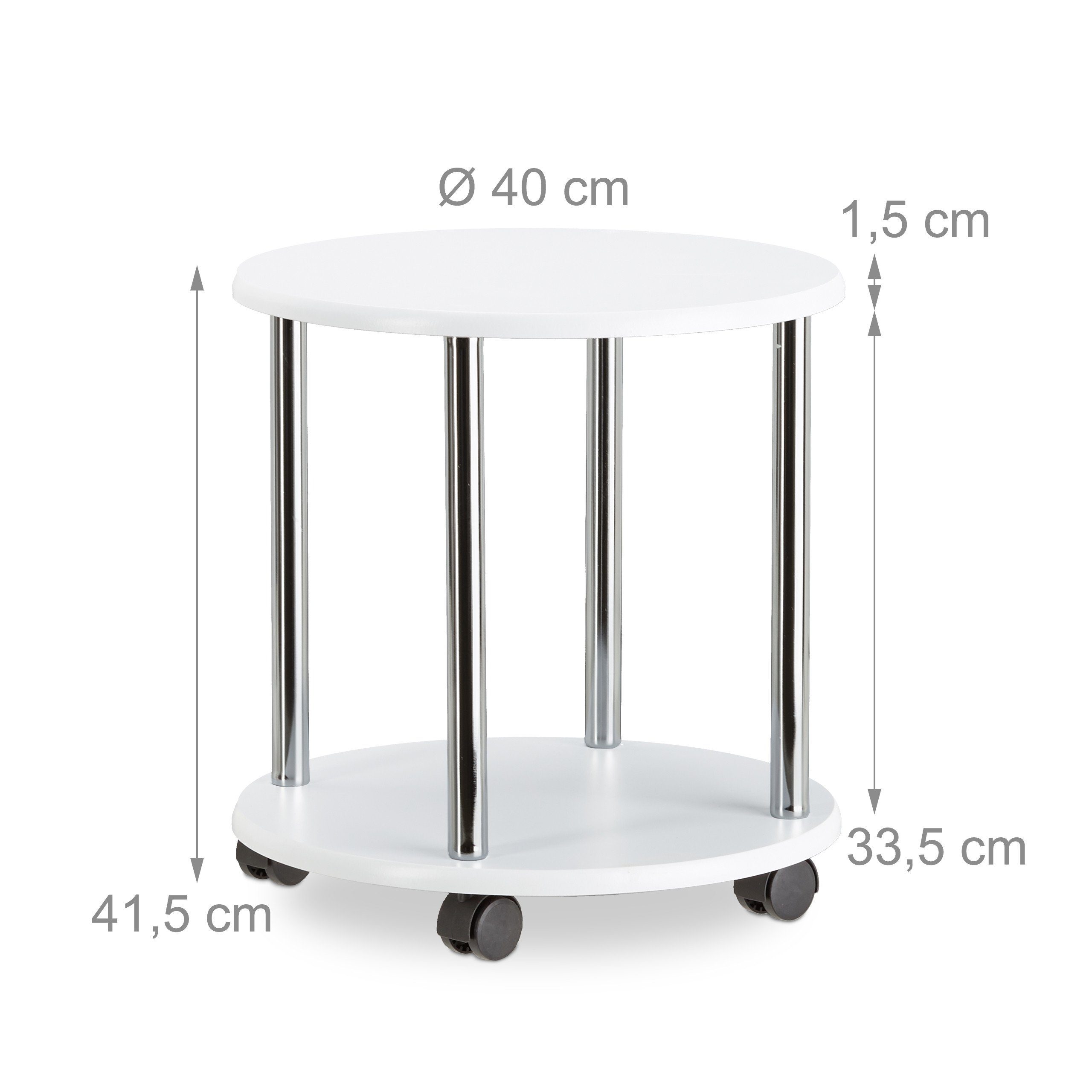 relaxdays Beistelltisch rollbar 2 Etagen (1-St), rund – Bild 4 von 5