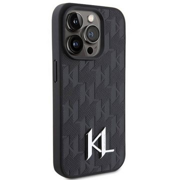 KARL LAGERFELD Smartphone-Hülle Karl Lagerfeld Apple iPhone 15 Pro Max Case Leder Monogram Stamp Metal