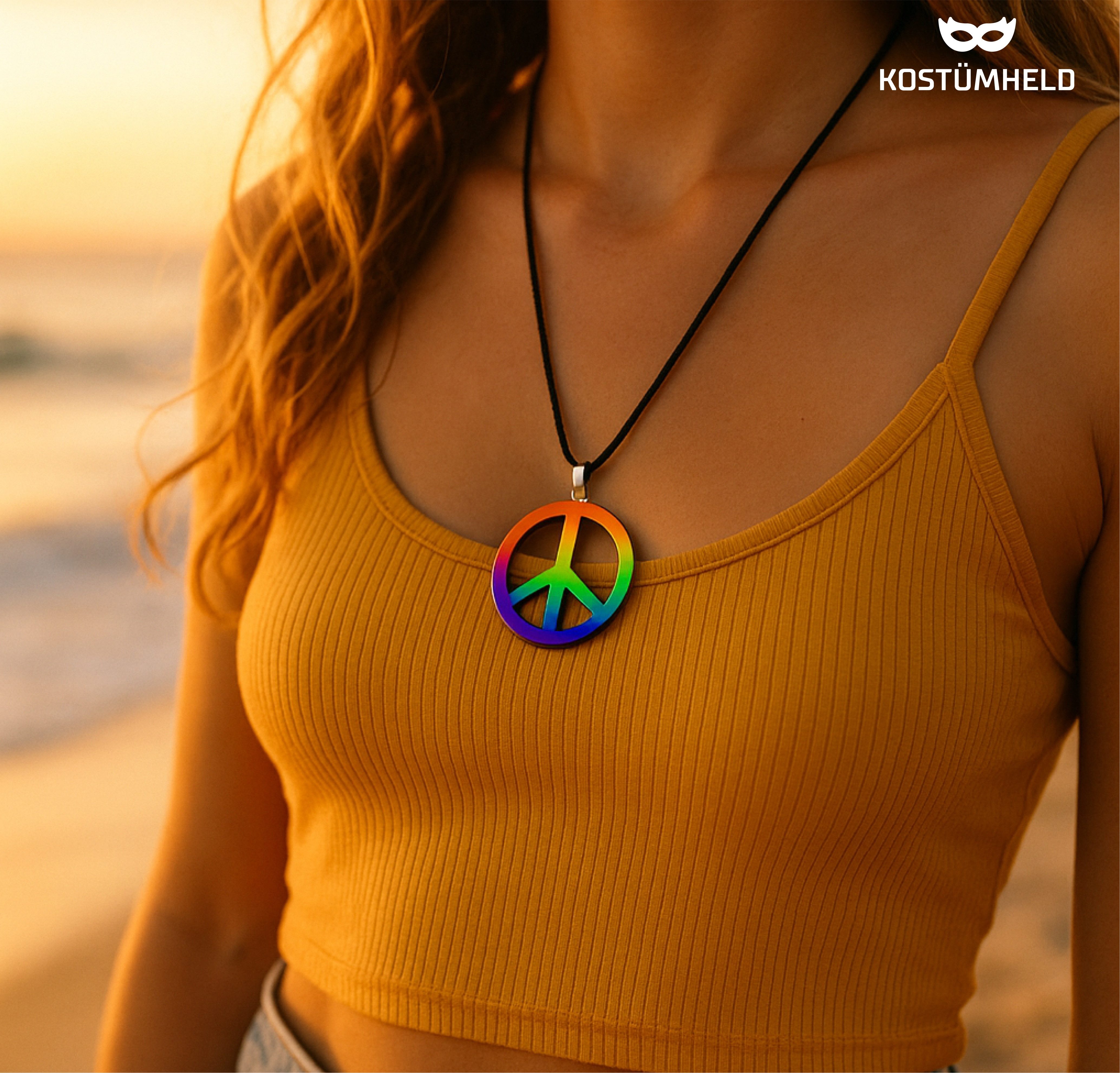 TK Gruppe Kostüm Hippie Kette – Peace Schmuck für Fasching, Karneval & 70er-Jahre Party