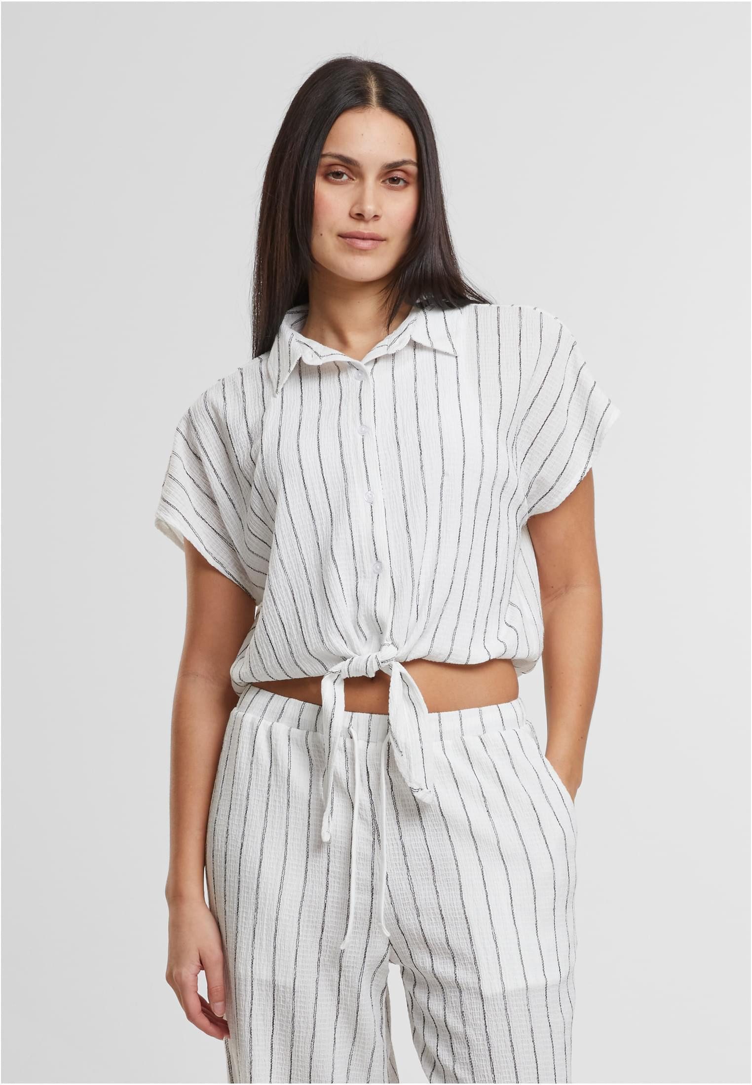 URBAN CLASSICS Tanktop Damen Gestreifte Tied Blouse